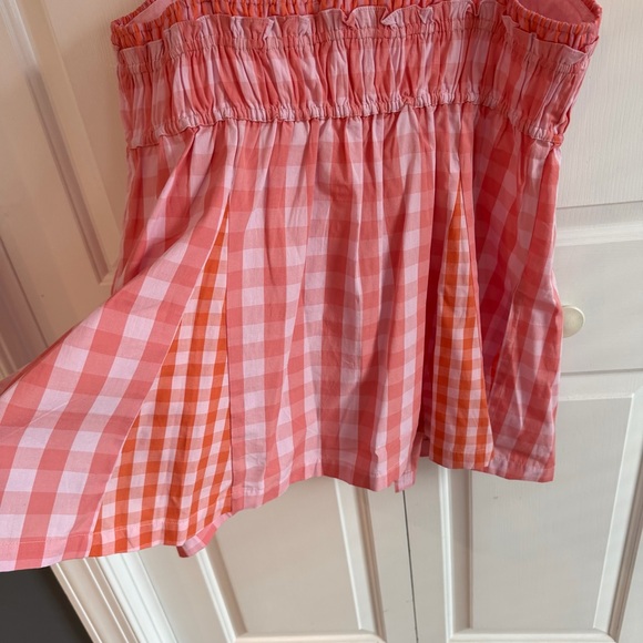 Anthropologie Pink and Orange Gingham Top, Size M - Picture 9 of 11
